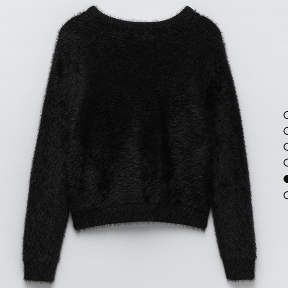 Zara faux fur cardigan black jewel button large - Picture 5 of 6